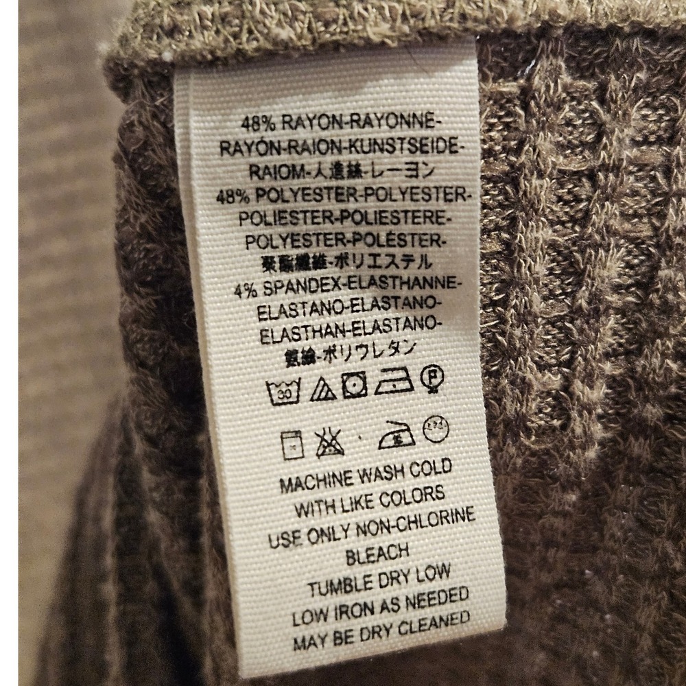 We The Free People Kitty Thermal Olive Green Waffle Knit Cowl Neck Tunic Top M - Picture 7 of 7